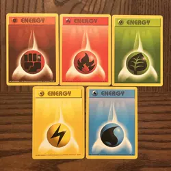 Pokemon Shadowless Base Set Energy 5 Card Lot '99 Authentic Wotc Vintage LP - Image 1