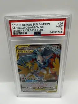 Pokemon Moltres & Zapdos & Articuno GX Tag Team Hidden Fates 66/68 - PSA 9 MINT - Image 1