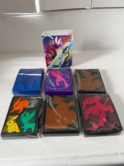 Pokemon TCG Sleeve Bundle x6 Sealed Packs + Free Koraidon Miraidon Card Case - Image 1