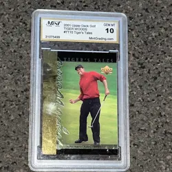 2001 Upper Deck Gem Mint 10 Tiger Woods Tigers Tales TT15 Make Offer Golf - Image 1