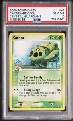 Cacnea 47/100 ex Crystal Guardians Reverse Holo Tomokazu Komiya PSA 10 - Image 1