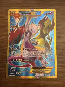 Pokemon Mewtwo EX TCG Full Art Holo Card Breakthrough Secret Rare 163/162 - Image 1