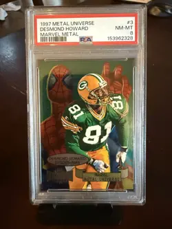 1997 Metal Universe Marvel Metal Spider-Man Desmond Howard Raiders #3 PSA 8 - Image 1