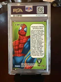 1997 Metal Universe Marvel Metal Spider-Man Desmond Howard Raiders #3 PSA 8 - Image 2