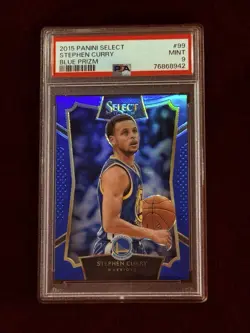 2015-16 Panini Select Stephen Curry #99 Blue Prizm /259 PSA 9 - Image 1