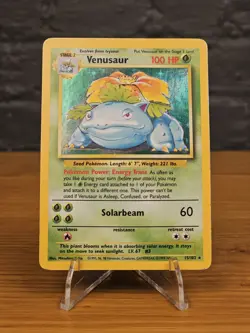 Venusaur 15/102 Base Set Holo Rare 1999 WOTC Pokemon Card Vintage LP - Image 1