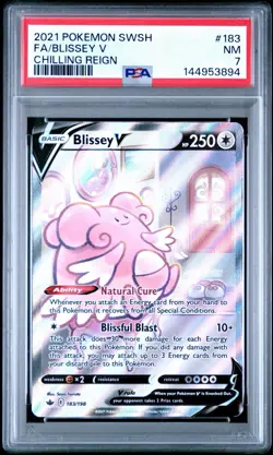 2021 Pokemon SWSH Chilling Reign Full Art Blissey V #183 PSA 7 NM - Image 1