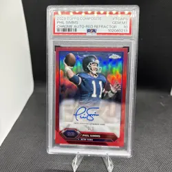 2024 Topps Composite Phil Simms Chrome Red Refractor Auto /5 SSP Giants PSA 10 - Image 1