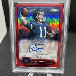 2024 Topps Composite Phil Simms Chrome Red Refractor Auto /5 SSP Giants PSA 10 - Image 2
