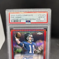 2024 Topps Composite Phil Simms Chrome Red Refractor Auto /5 SSP Giants PSA 10 - Image 3