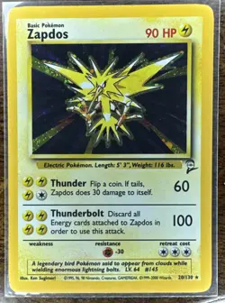 Pokemon TCG Zapdos Holo Rare Unlimited Card 20/130 Base Set 2 - Image 1