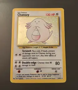Pokemon Chansey Holo 3/102 – Base Set 1999 – Vintage WOTC – MP/HP - Image 1