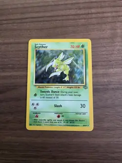 Pokemon TCG Scyther Holo Card 10/64 Jungle Set 1999 Rare LP/NM Condition - Image 1