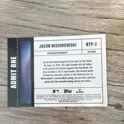 Topps 2026 Jacob Misiorowski Brewers ROOKIE - 2 Card Lot Chrome #196 BTP-2 - Image 5