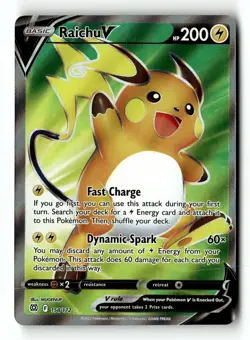 Pokemon Card Raichu V (Full Art) Holo LP SWSH09: Brilliant Stars 158/172 - Image 1