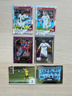 6 CARD SOCCER LOT [Haaland, Bellingham, Rice, Saka, Man City & Batshuayi] - Image 1