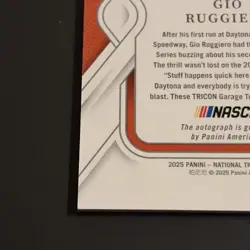 Gio Ruggiero 2025 Panini National Treasures Racing On Card Auto RC /99 - Image 5