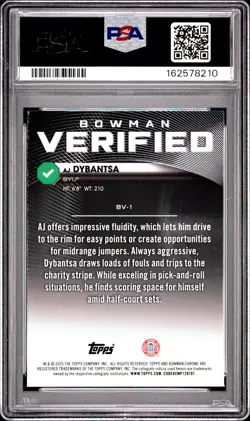 2025 Bowman Verified - AJ Dybantsa Mini Diamond Refractor /150 PSA 10 Pop 1 - Image 2