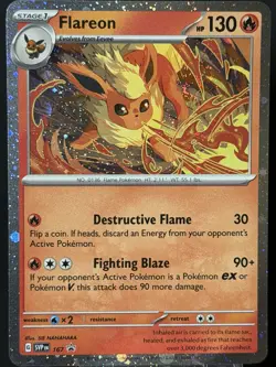 SWIRL 🌀 Flareon 167 Cosmo Holo Black Star Promo Card Cosmos Holo Pokemon TCG - Image 3