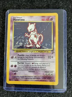 Pokemon Mewtwo 10/130 Holo Rare Base Set 2 - Image 1