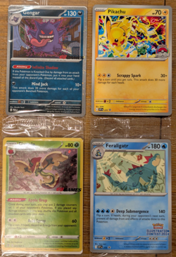 EB games promo cards Gengar, Flapple, Illustration Contest 24, Pikachu WC 25 - Image 1