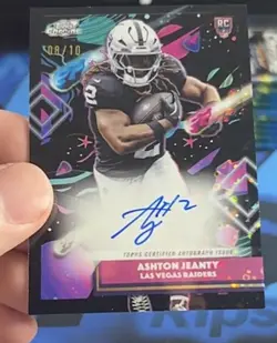 Ashton Jeanty Topps Chrome Cosmic Black /10 Auto RAIDERS On Card Autograph - Image 1