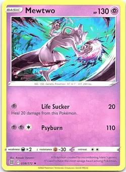 Mewtwo Brilliant Stars 056/172 Rare Pokemon Near Mint Pokemon Card - Image 1