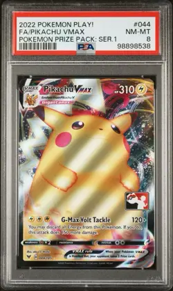 2022 Pokemon Pikachu VMAX #044 Play! Prize Pack Series Card Holo PSA 8 NM-Mint - Image 1