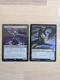 Mtg Commander Collection Black Ophiomancer FOIL With Matching Foil snake Token - Image 1