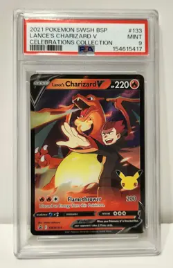 2021 Pokemon Celeb Promo Lot of 2 PSA 9 MINT Cards: Lance's Charizard V, Mimikyu - Image 2