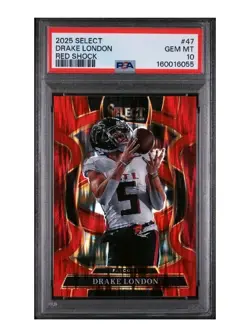2025 PANINI SELECT RED SHOCK DRAKE LONDON #47 /249 PSA 10 - Image 1
