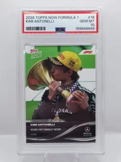 2026 TOPPS NOW FORMULA 1 #18 KIMI ANTONELLI PSA 10 1st Race Win! - Image 1