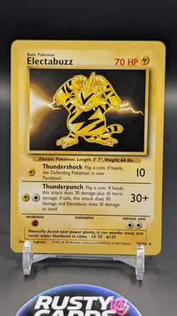 Pokemon TCG Electabuzz 20/102 Non-Holo Rare Card Unlimited Base Set - Image 1