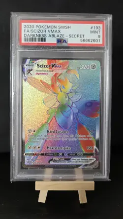 Pokemon TCG Scizor VMAX Darkness Ablaze Rainbow Secret Rare Card 193/189 - Image 1