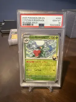 Pop 1 PSA 10 2025 POKEMON DESTINED RIVALS #008 CYNTHIA'S ROSERADE REVERSE HOLO - Image 1