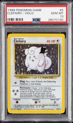 1999 POKEMON GAME #5 CLEFAIRY-HOLO PSA 10 - Image 1