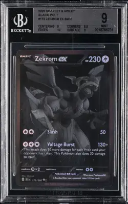 2025 POKEMON BLK EN-BLACK BOLT BLACK WHITE RARE #172 ZEKROM EX BGS 9 - Image 1