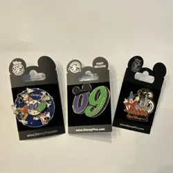 Disney Walt Disney World 2009 First Release Pin Set Mickey Mouse Goofy Pluto - Image 1