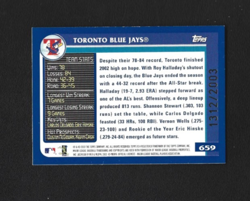 2003 Topps Toronto Blue Jays Team Card #659 Gold Parallel 1312/2003 - Image 2