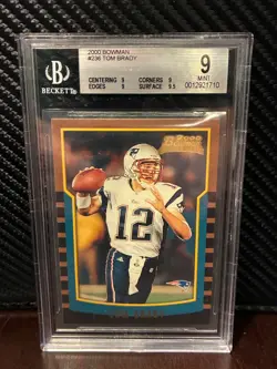2000 Bowman Tom Brady #236 RC Rookie BGS 9 MINT - Image 1
