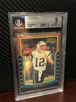 2000 Bowman Tom Brady #236 RC Rookie BGS 9 MINT - Image 2