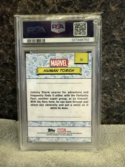 Human Torch 2024 Topps Chrome Marvel #24 Purple Refractor /75 PSA 8 Near Mint - Image 2