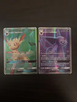 Pokemon Leafeon GX & Espeon GX Rare Pokemon Trading Cards Collection - Image 1