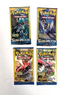 Pokemon 3 Card Pack Lot - 2x Breakpoint 2x Sun and Moon Base Set - Image 1