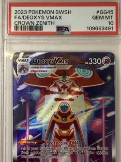 2023 POKEMON SWORD & SHIELD CROWN ZENITH #GG45 FULL ART/DEOXYS VMAX PSA 10 - Image 2