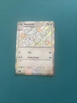 Maushold 210/091 Paldean Fates Baby Shiny Rare Holo Card Pokemon TCG - Image 1
