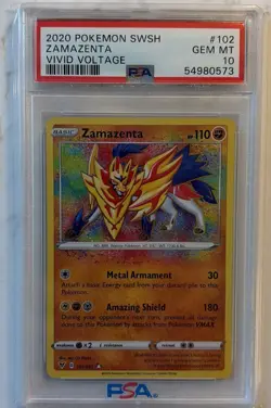 Zamazenta 2020 Pokemon Sword & Shield Vivid Voltage #102/185 PSA 10 Gem Mint - Image 1