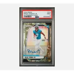 2024 Panini Prizm Brian Thomas Jr. RC Auto Camo Prizm /25 PSA 9 + J Higgins /25 - Image 1