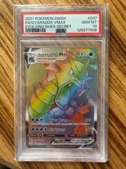PSA 10 Gyarados VMAX (Secret) 207/203 Swsh07: Evolving Skies Holo - Image 1