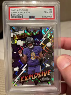 2023 Absolute Explosive Lamar Jackson #10 SSP Case Hit Gem Mint PSA 10 - Image 1